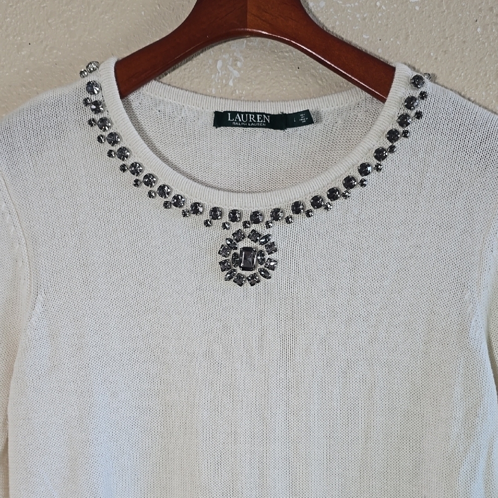 Ralph Lauren White Sweater Top - Picture 2 of 6